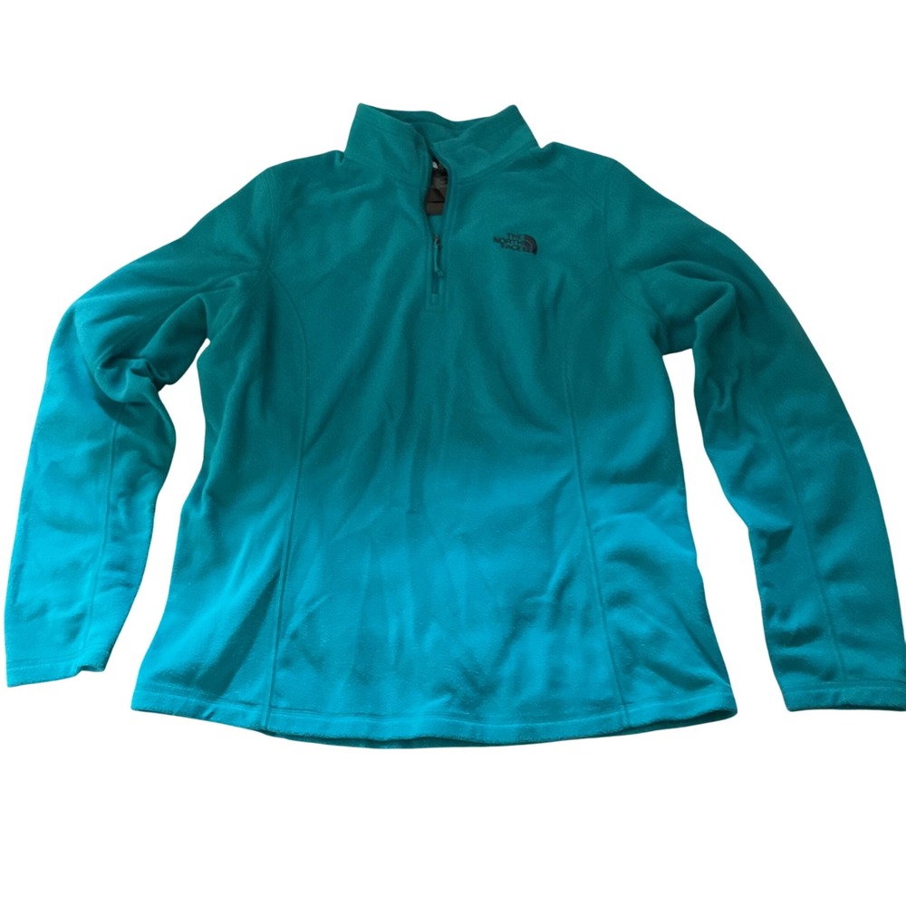 The North Face Womens TKA 100 Glacier Quarter Zip Fleece Pullover Teal Blue L